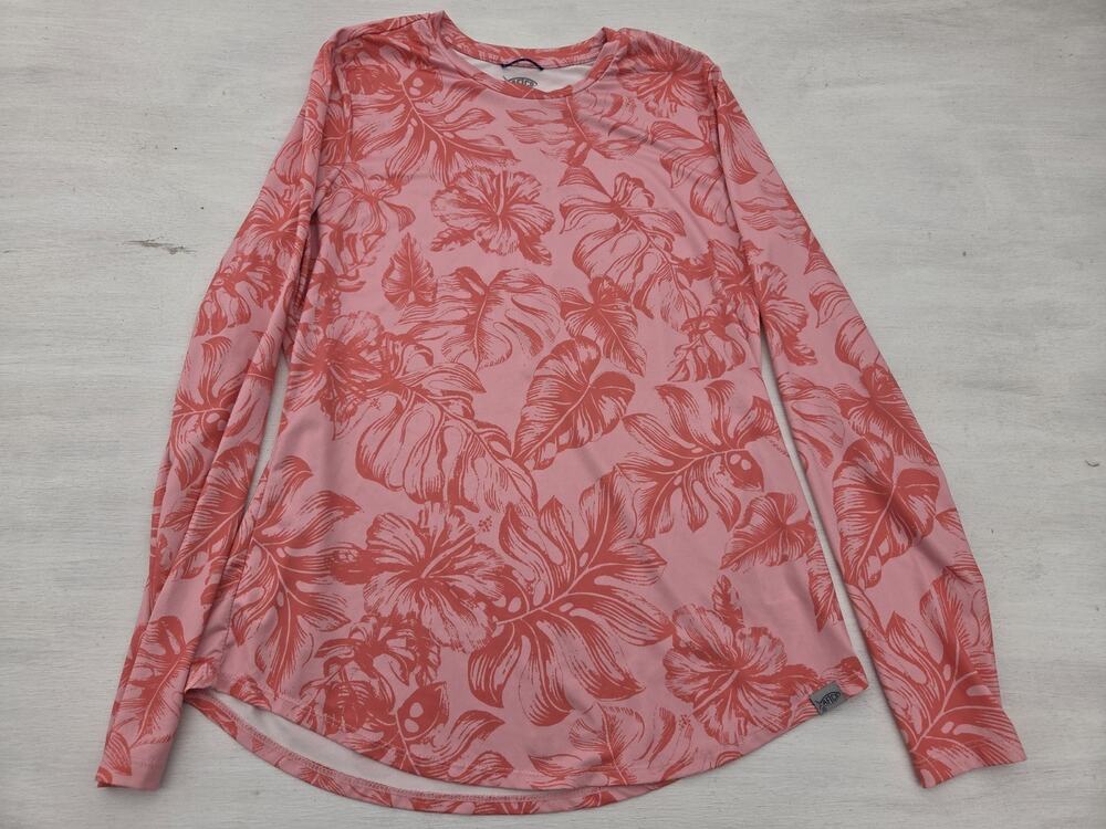 AFTCO Womens S Pink Floral Activewear Longsleeve Shirt American Fishing Tackle